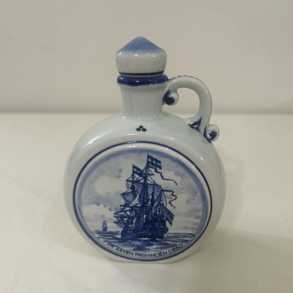 Tacline Blue Delft Jug With Stopper De Zeven Provincien 1650 Ship Holland